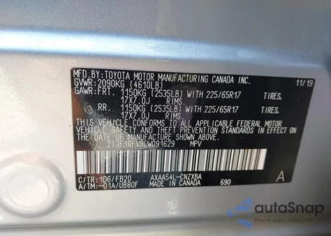 2020 Toyota Rav4 Le from USA, damaged, VIN 2T3F1RFV8LW091629